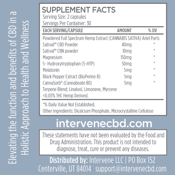 Intervene quiet rest cbd capsule ingredients